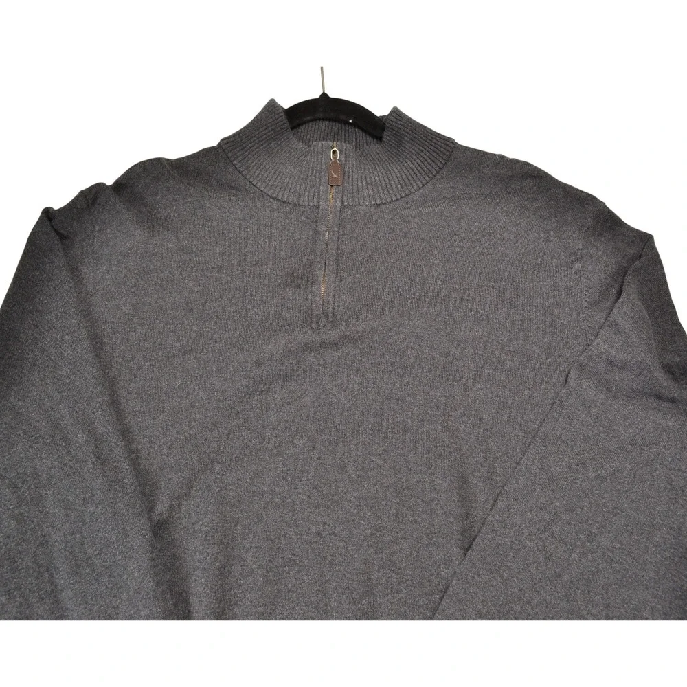 Eddie Bauer Mens 2XL Gray‎ Cotton Merino Wool 1/4 Zip Pullover Sweater